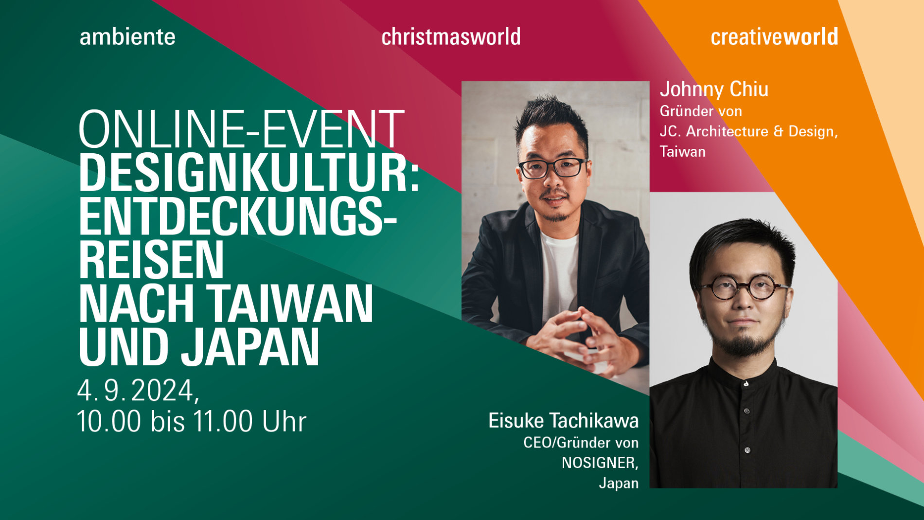 Webinar „Designkultur: Entdeckungsreisen nach Taiwan und Japan“ mit Johnny Chiu und Eisuke Tachikawa