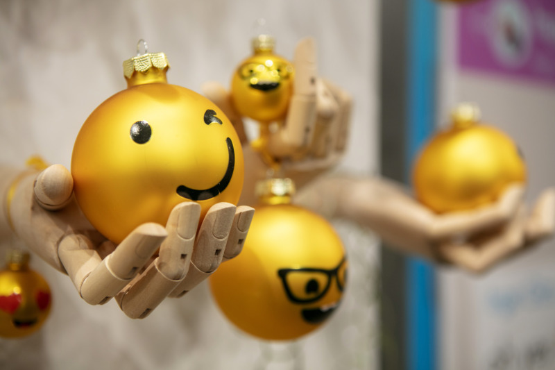 Christmas balls with emojis as a motif