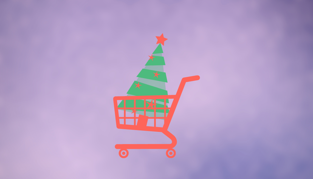 Christmas tree in the shopping trolley