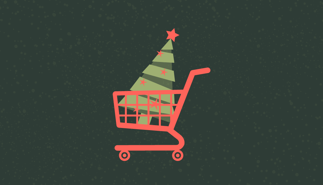Christmas tree in the shopping trolley