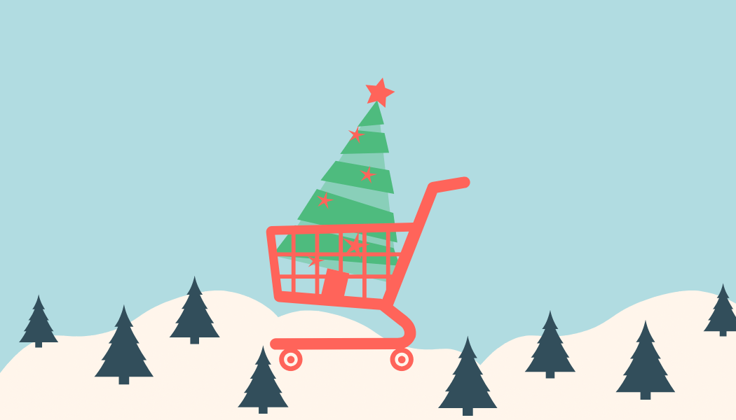 Christmas tree in the shopping trolley