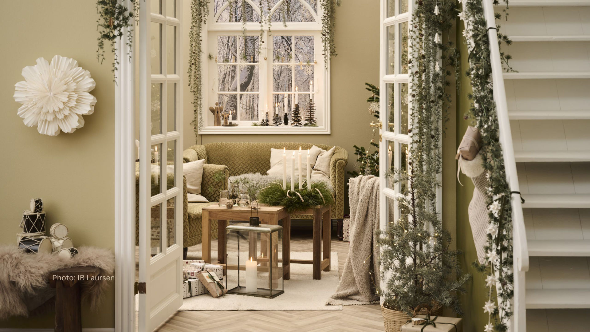 Room decorated for Christmas