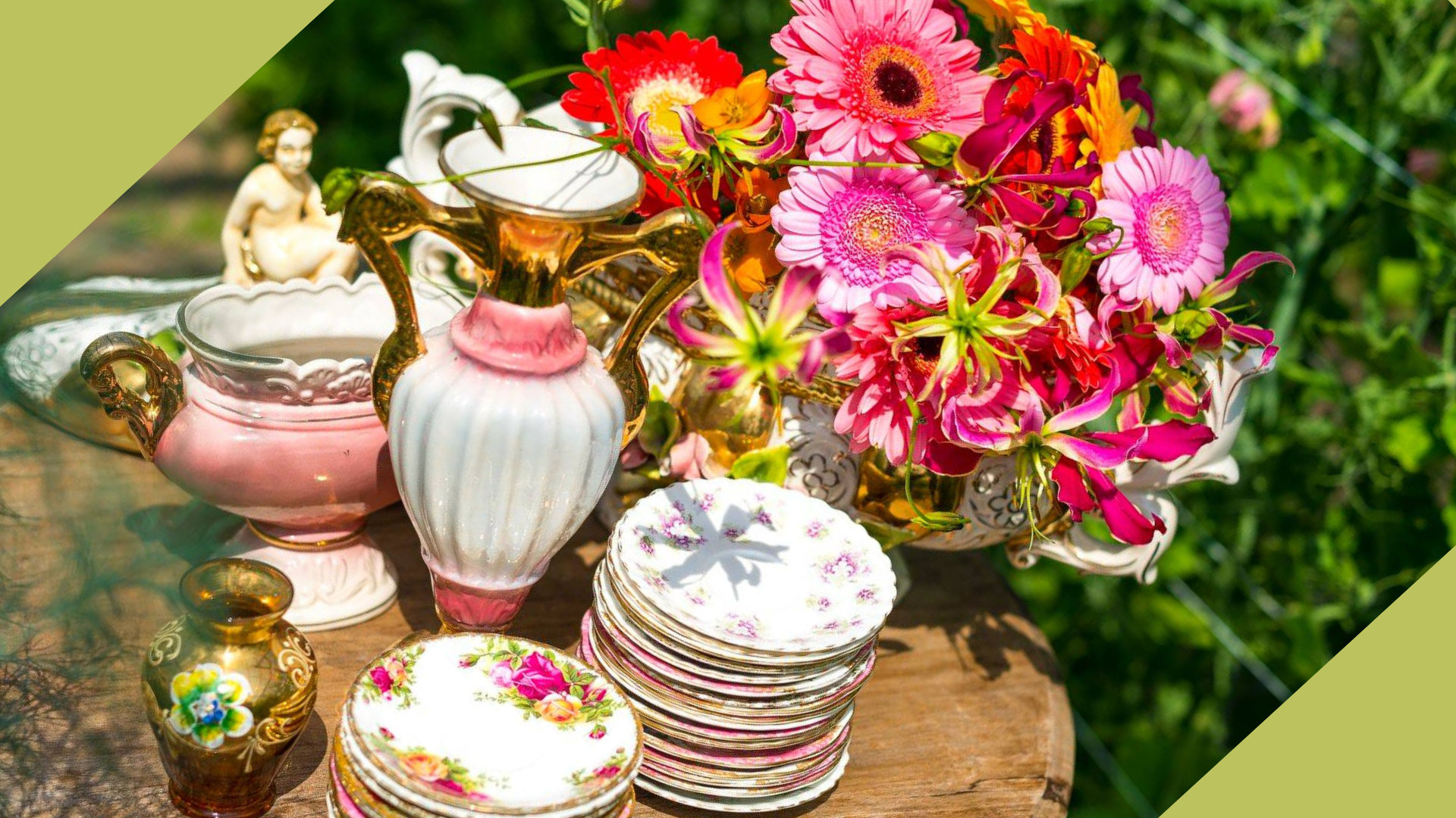Table with flowers and tableware