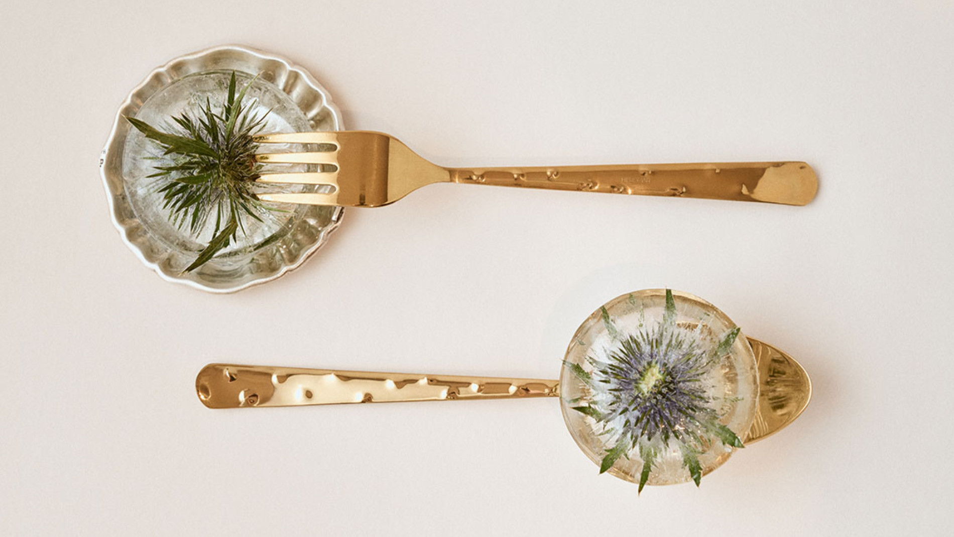 Golden fork and spoon