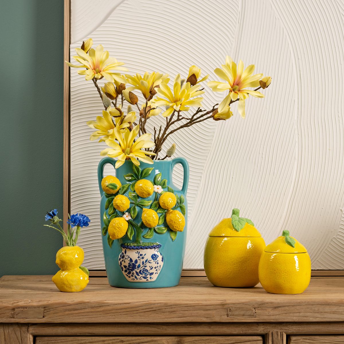 Keramikvase mit 3D-Zitronen-Dekor von Wurm
