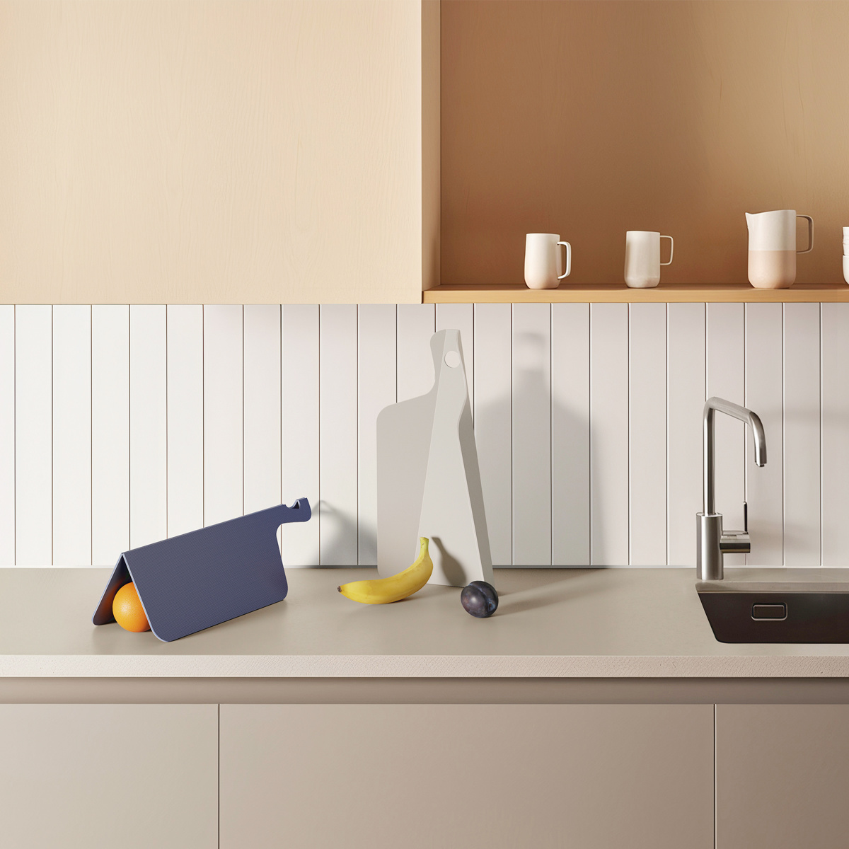 Schneidbrettern und Tischsets aus recyceltem, GRS-zertifiziertem Kunststoff