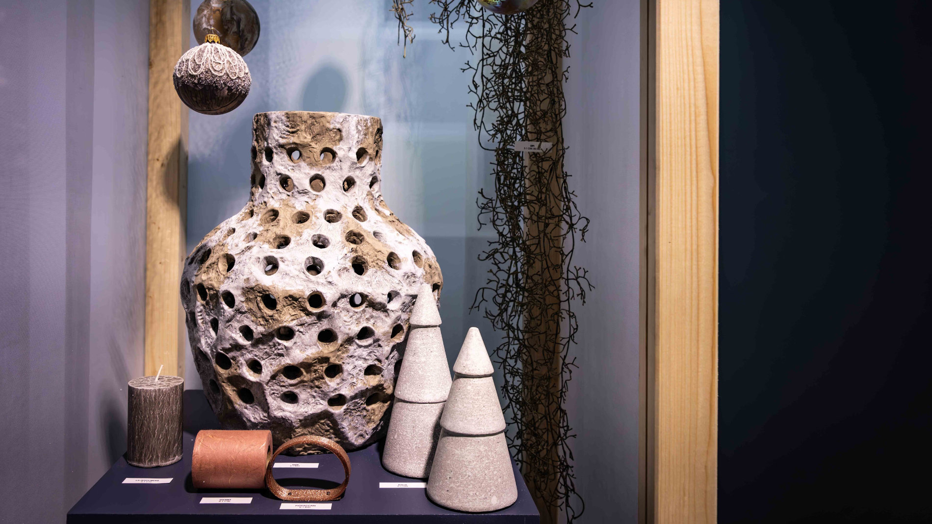 Ceramic vase and trees
