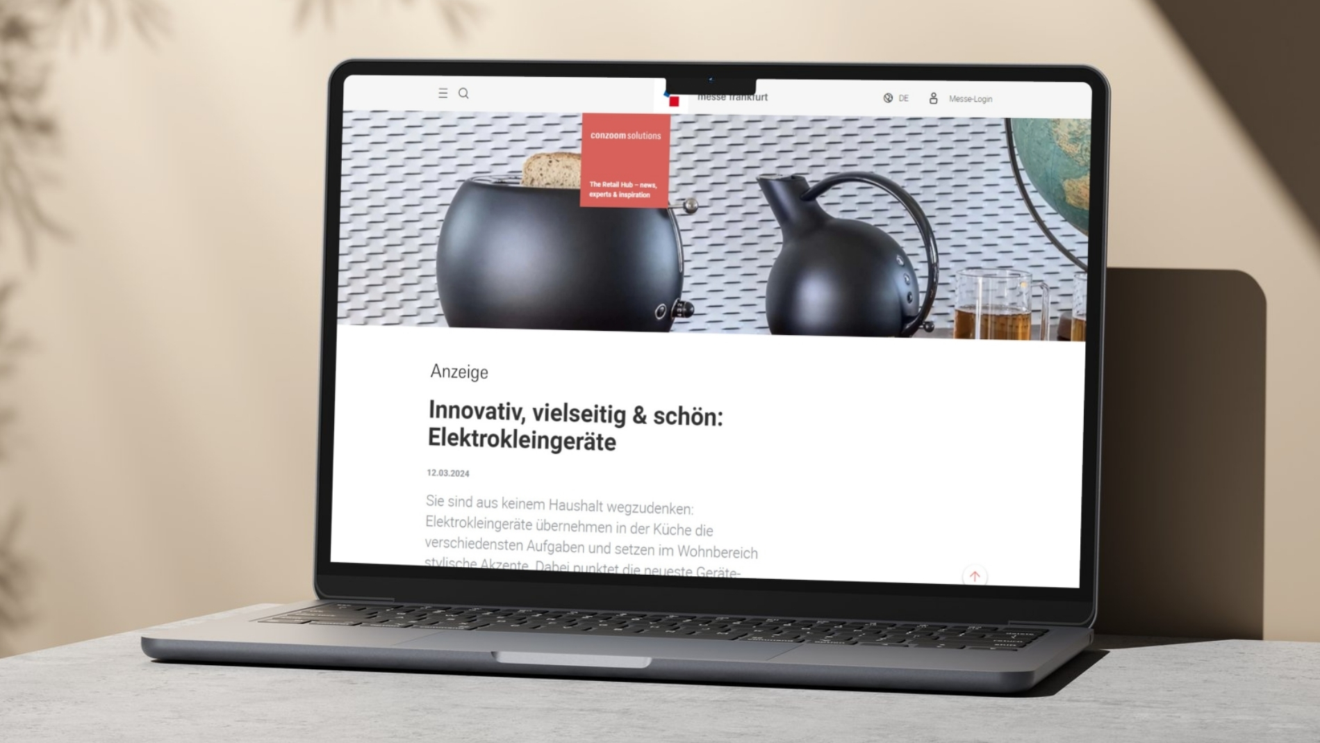 Ausschnitt eines Advertorials auf einem Laptop