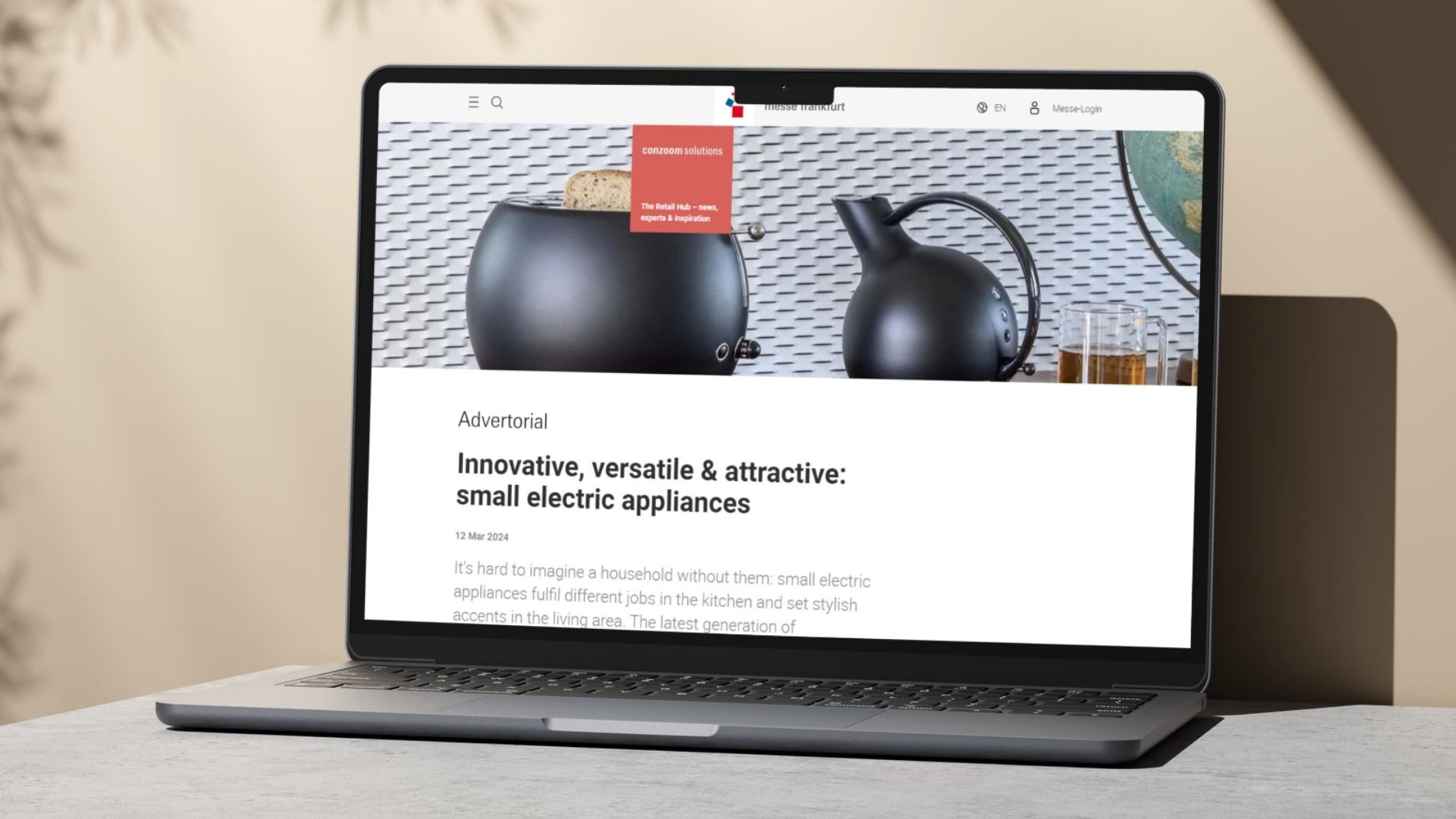 Excerpt from an advertorial on a laptop